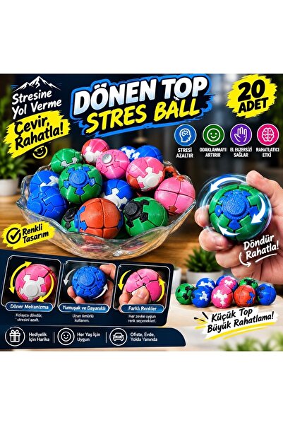20 adet Bas Çevir Stres Topu Çarkı