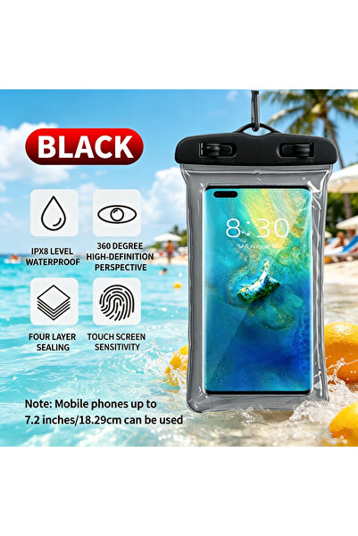 Choice BLACK 1PC Water Resistant Floating Airbag Phone Pouch, Full Clear Touc...