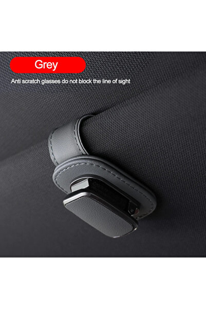 Choice Gray Universal Magnetic Car Sunglasses Holder Leather Eyeglass Hanger ...