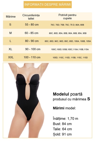 zenifique Body modelator fara spate, potrivit pentru rochii, efect de , cu sutien,