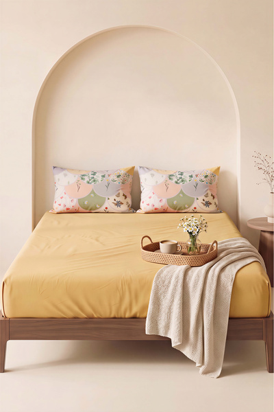 Rivaİstanbul Yellow Alora Double Elastic Bed Sheet Set 160X200 cm - 3 Pieces