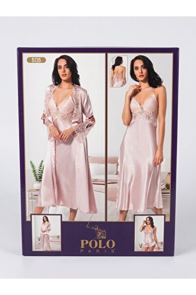 Yorkshire Polo Club 6-Piece Satin Bohçalık Dowry Set Nightgown and Robe Set