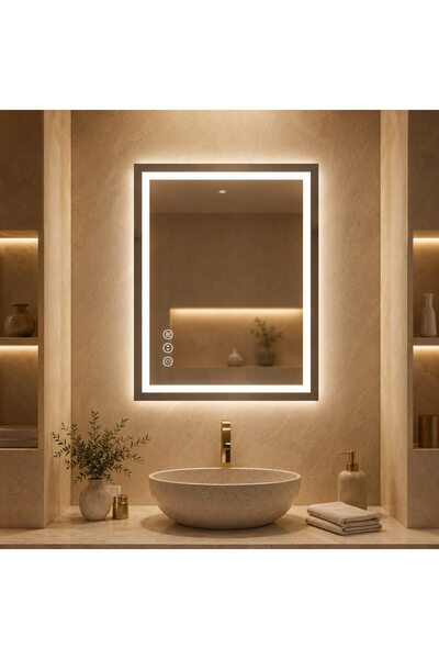 SMART GADGETS C&A Oglinda LED Baie Smart, 60 X 80 Cm, Control Tactil, Luminoz...