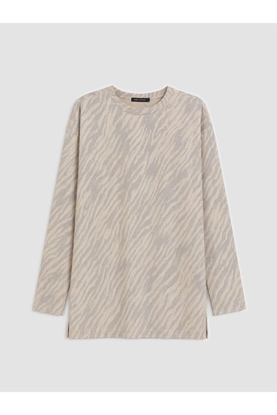 LC Waikiki Brown Zebra Patterned Cotton Women's Tunic