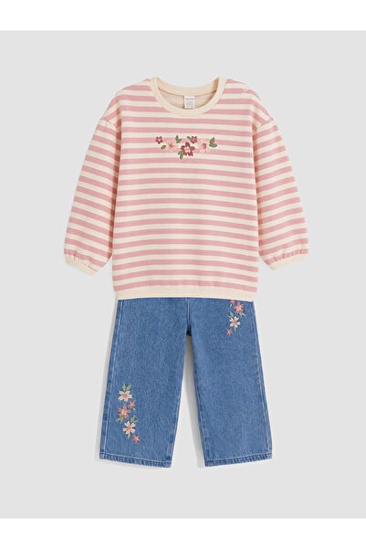 LC Waikiki Two Mt Shop Quality Lcw Baby Ecru Floral Embroidered Baby Girl Set