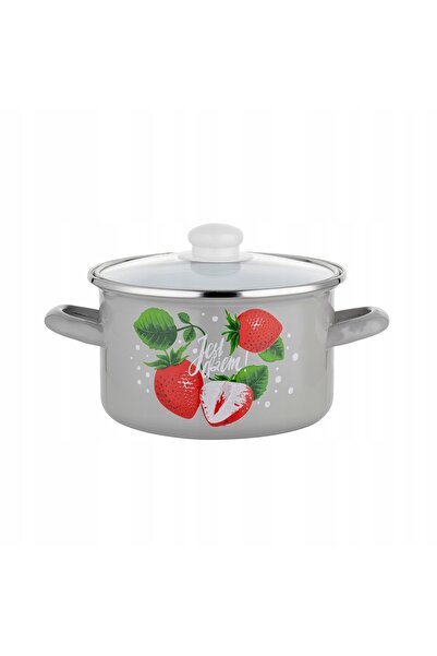 Emalia Pleszew Djem 16 cm 2,1L oală emailată pentru conserve, compatibilă cu ...