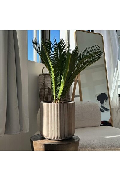 Polnix Husă decorativă ceramică ondulată bej pentru ghiveci, 37 cm