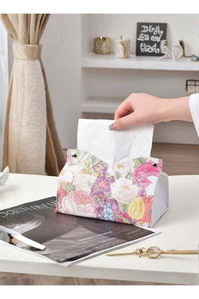 Generic Oil-Painted Floral Style Leather Tissue Box,Vehicle Tissue Box,Storag...