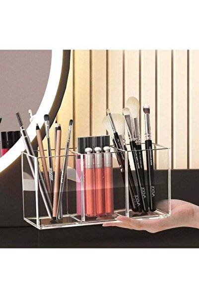 Generic Cosmetic organizer , Makeup Brush Holder , 3 Slot Cosmetic Brushes St...