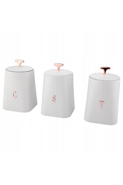 Odelo Set de recipiente metalice complete pentru cafea, ceai, zahăr, albe, 3 ...