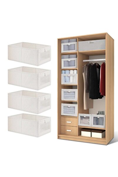 Generic 4 Pieces Foldable Fabric Clothing Storage Box with Steel Frame | Mode...