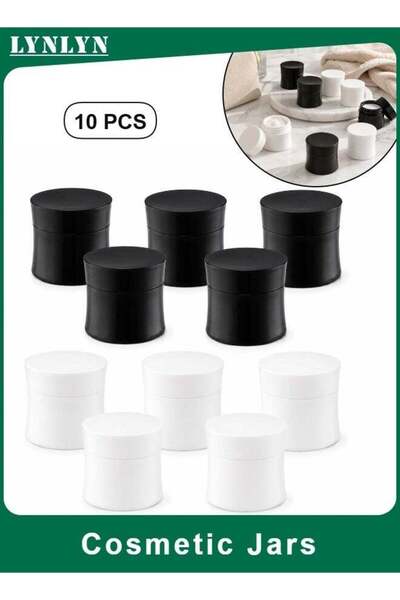 Generic 10 PCS Cosmetic Jars, Empty Cream Containers, 5 Black And 5 White PP ...