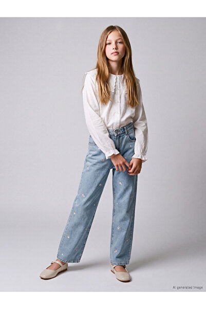 LC Waikiki Vizyon New Season Blue Baggy Fit Girls' Jean Pants