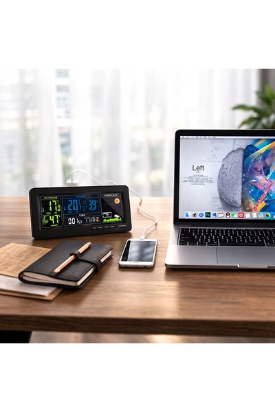 NO BRAND Stație meteo higrometru senzor wireless ceas prognoză meteo negru