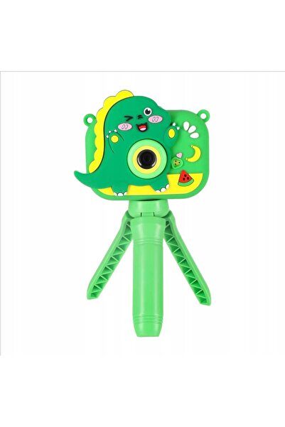 Ikonka Cameră digitală pentru copii cu trepied, verde dinozaur, 8GB