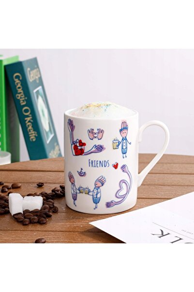 NO BRAND Cană ceramică 320ml cu inscripția PRIETENI