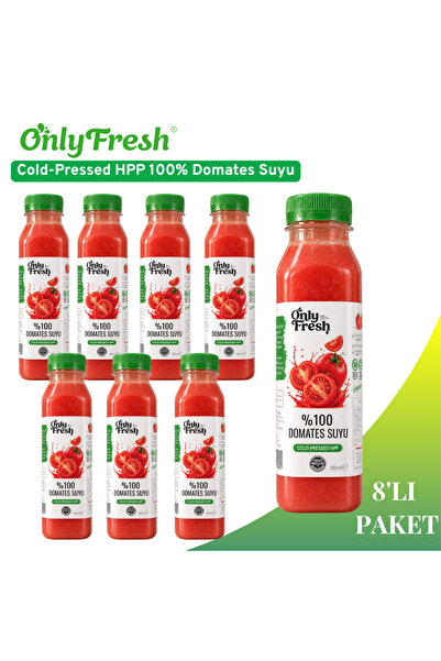 ONLY FRESH %100 Cold-Pressed Domates Suyu 250ml X 8 Adet