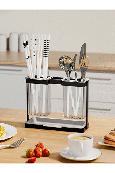 Generic Black Countertop Chopstick Storage Box – Multifunctional Tableware Or...