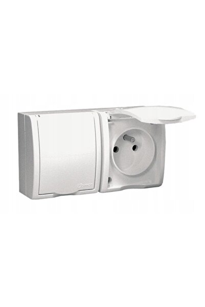 Kontakt-Simon AQUARIUS GNIAZDO HERMETY. 2-CULORI Z/U IP54 ALB - E131AA-KN286