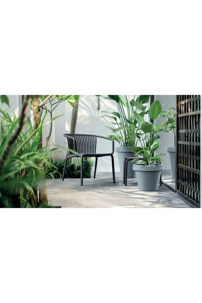 Prosperplast Husă de plastic pentru ghiveci, rotundă, gri piatră, 39 cm