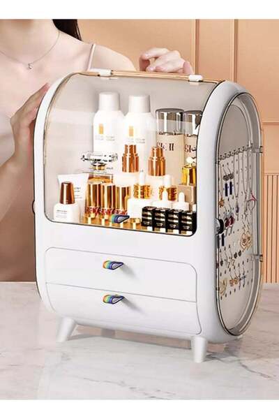 Generic Makeup Organizer Box with Drawers & Fully Open Lid – Cosmetic Organiz...