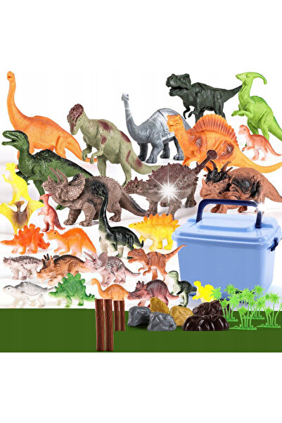 BADEX SET FIGURI MARI DINOSAURI 38 BUCĂȚI ACCESORII CONTAINER
