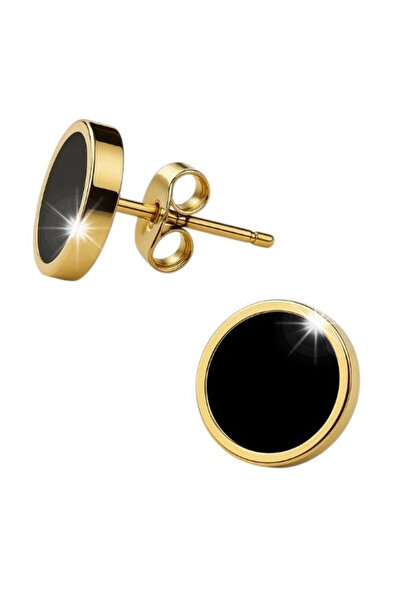 Alviro Cercei minimaliști rotunzi de 8mm din oțel negru, aurii.