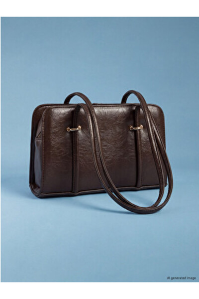 LC Waikiki Brown Leather Look Double Strap Women's Shoulder Bag