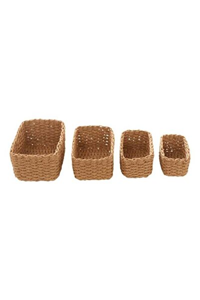 Generic 4 PCS Multifunctional Stackable Storage Baskets，Natural Woven，for Hom...
