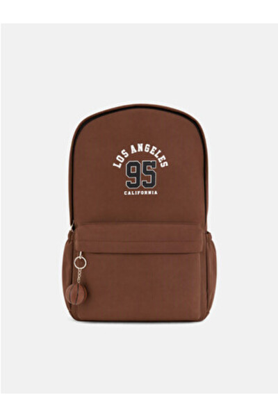LC Waikiki Brown Los Angeles Printed Women's Backpack