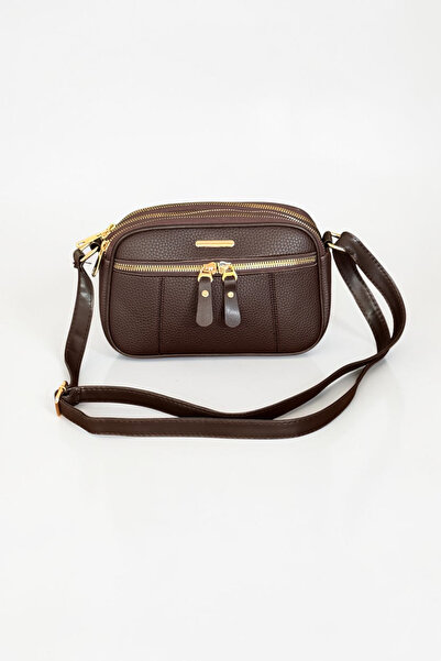 Classbag Women's Brown Medium Size Stylish Cross Shoulder Bag with Front Zipper Pocket and 4 Compartments
