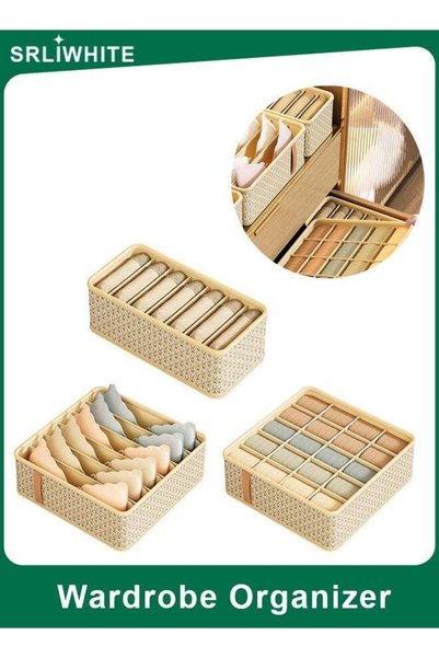 Generic 3-Piece Foldable Wardrobe Organizer Set, Small 7-Grid, Large 6-Grid a...