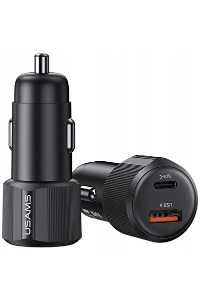 Usams Încărcător auto Seria YT CC283 60W 1xUSB-A 1xUSB-C Negru