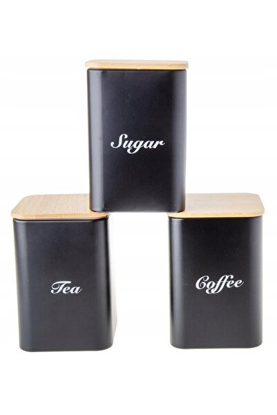 Odelo Set de recipiente, 3 piese Set complet negru cu urmele de cafea, ceai ș...