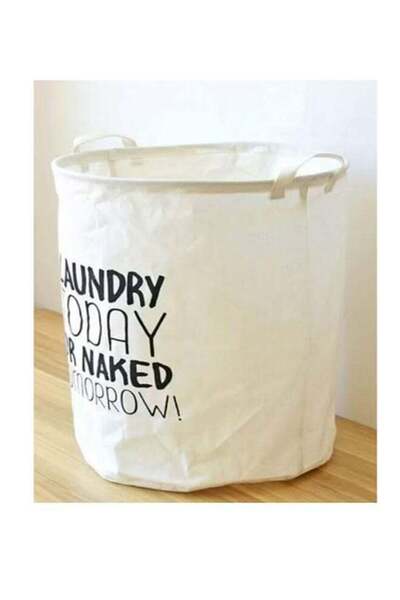 Generic Fabric Laundry Basket White/Black 40x50cm