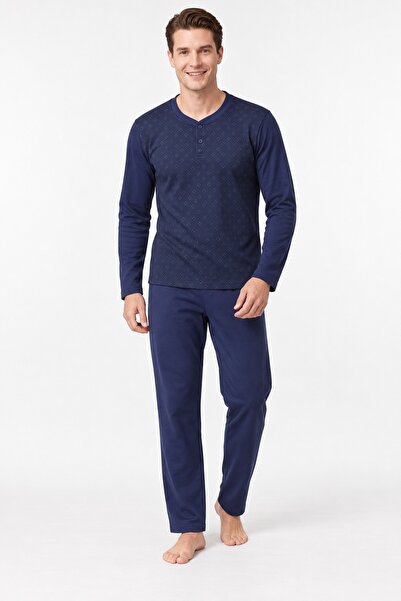 CottonVia Men's Pajama Set, 100% Cotton, Jacquard, Interlock, Buttoned Collar...