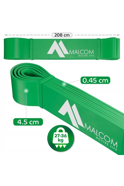 Malcom Bandă de rezistență pentru exerciții Powerband Verde
