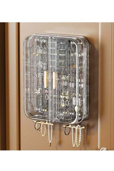 Generic Wall Mounted Jewelry Organizer, No Drilling Dustproof Clear Jewelry B...