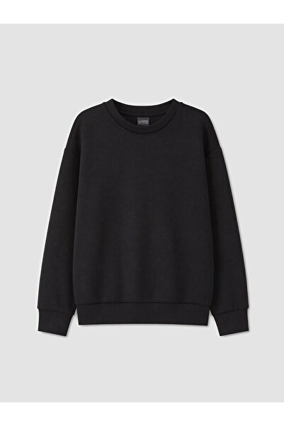 LC Waikiki Alita City Black Girls' Soft Touch Sweatshirt with a Difference