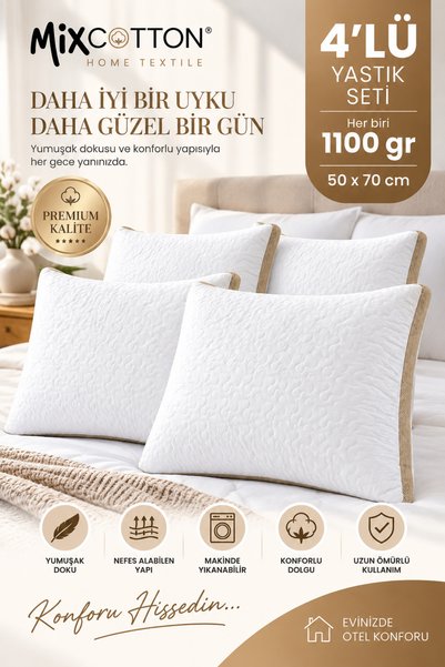 Genel Markalar 4 Adet Maxi Klimalı Silikon Yastık- 4 x 1100 Gram Maxi Klimalı...
