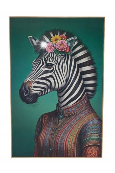 Koopman Artă de perete laminată cu model zebră, cu ramă din MDF maro, 38x58cm...