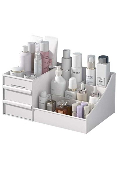 Generic Makeup Desk Cosmetic Organizer with Drawers, White Vanity Storage Box...