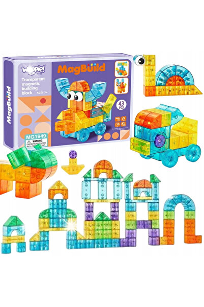 woopie Blocuri de construcție magnetice transparente creative 43 piese.