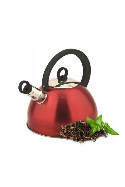 Odelo Fierbător din oțel, roșu lucios, 2,5L, cu fluier, pentru gaz și inducție
