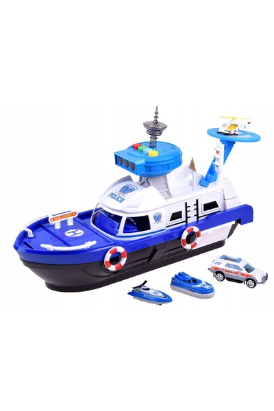 Jokomisiada Set barcă Poliție + vehicule elicopter ZA3341