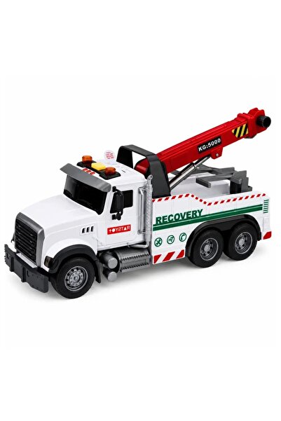 LEAN Camion de șantier cu macara reglabilă, lumini și sunete, alb, 114