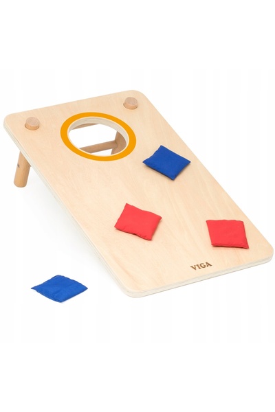 Viga Cornhole 2-în-1: Joc de aruncare cu ținte din lemn și X și 0
