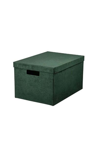 Generic GJATTA Velvet Storage Box with Lid, Dark Green, 25x35x20 cm
