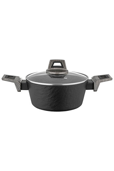 FLORINA Oală Japandi 24 cm 3,1L din aluminiu negru cu fund gros