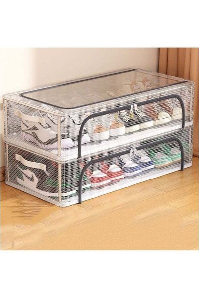 Generic 2 Pcs Shoe Storage Boxes Under Bed Shoe Storage Organizer, Clear Stac...
